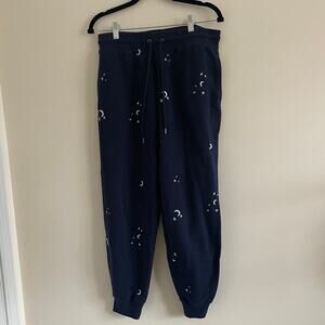 Honeydew Blue Embroidered Moon and Star Sweatpants